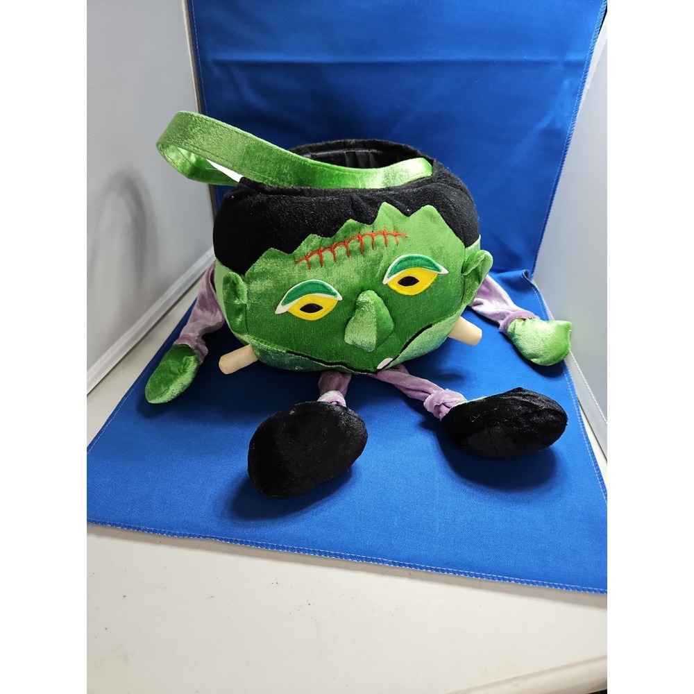 Frankenstein Monster Trick Or Treat Bucket Halloween Whimsical Y2K Vintage Plush - Picture 2 of 6